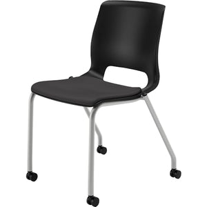 HON Motivate Seating Upholstered 4-Leg Stacking Chair, Black/Onyx/Platinum, 2/Carton