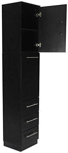 Icarus"Spokane" Black Tower Styling Station With 3 Drawers, Cabinet And Tool Holder