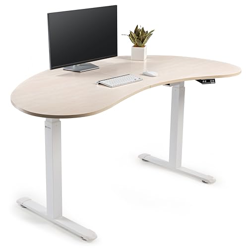 EUREKA ERGONOMIC Electric Standing Desk 70 Inch Curved Desktop Table, Height Adjustable Sit Stand Up Desk - Maple