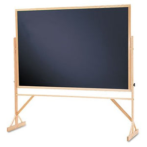 Quartet WTR406810 Reversible Chalkboard, 72 x 48, Black Surface, Oak Frame