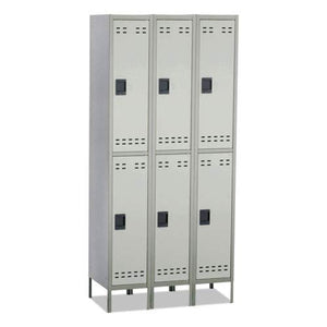 Safco Double Tier Locker, 3-Wide w/Legs, 36"x18"x78", Gray