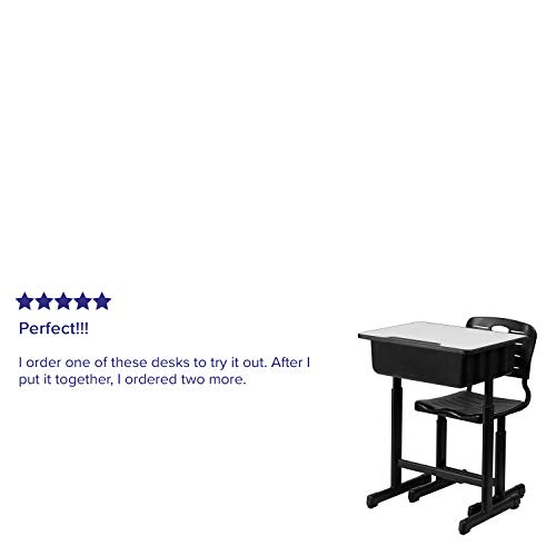 Flash Furniture Adjustable Height Student Desk and Chair with Black Pedestal Frame