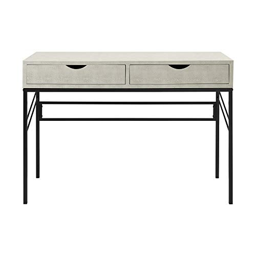 Walker Edison 2 Drawer Modern Wood and Metal Computer Writing Desk Home Office Workstation Small 44 Inch, Off White