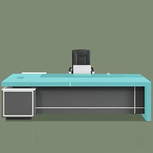 KWOKING Executive L-Shape Office Desk with Pedestal Base & Cable Management Grey - 71" L x 63" W
