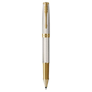 PARKER Sonnet Rollerball Pen | Premium Silver Mistral Finish with Gold Trim | Fine Point with Black Ink Refill | Gift Box