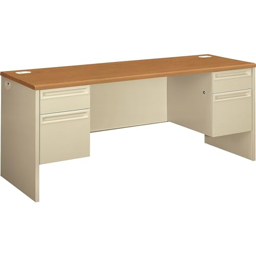 HON 38000 Series Kneespace Credenza, 72w x 24d x 29-1/2h, Harvest/Putty