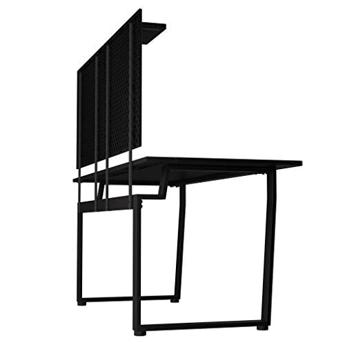 DEZCTOP Bifrost 63W x 28D Gaming PC Computer Desk with Shelves, Large Workstation for Gamers or Home Office with Pegboard, Built-in Cable Management, Stainless Steel Frame (Black)