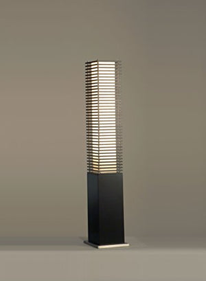NOVA of California 10706 Kimura Floor Lamp, Modern Standing Light with Asian Design, Dark Brown & Brushed Nickel with Tan Linen Shade