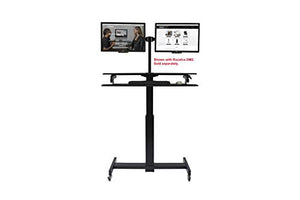 Rocelco 40" Height Adjustable Mobile Standing Desk - Sit Stand Home Office School Computer Workstation Riser - Dual Monitor Keyboard Tray Gas Spring Assist - Black (R MSD-40)