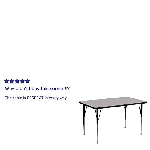 Flash Furniture 24''W x 48''L Rectangular Grey Thermal Laminate Activity Table - Standard Height Adjustable Legs
