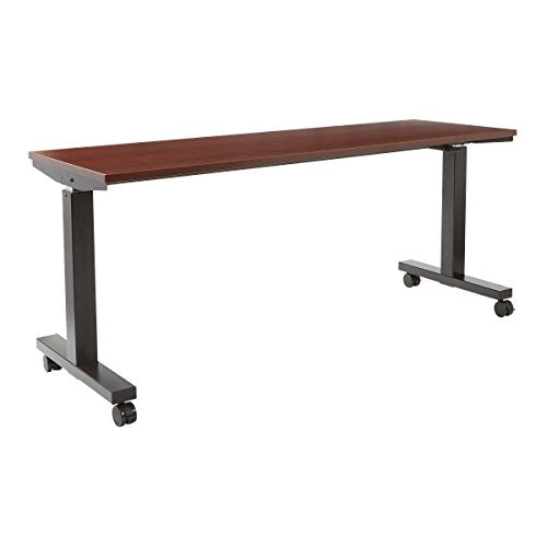 OSP Furniture PHAT2472M3 Pneumatic Height Adjustable Table Mahogany Top with Black Base