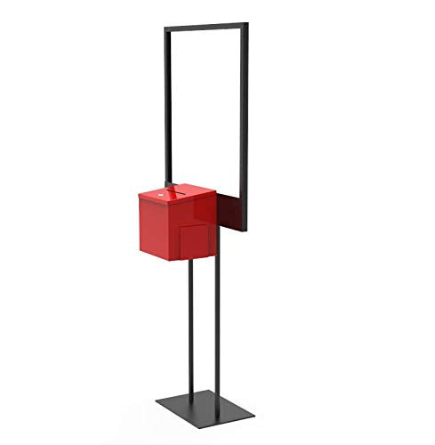 FixtureDisplays® Stand, Bulletin Poster Donation Ballot Collection with Red Metal Box 11063+10918-RED