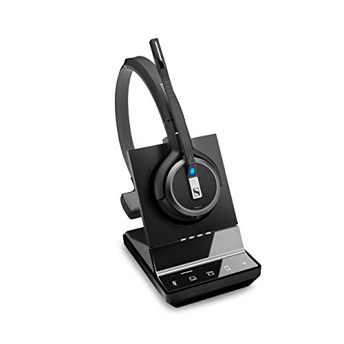 Sennheiser SDW 5036 (507020) - Single-Sided (Monaural) Wireless Dect Headset for Desk Phone Softphone/PC & Mobile Phone Connection Dual Microphone Ultra Noise Cancelling, Black