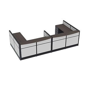 SKUTCHI DESIGNS INC. U-Shaped Reception Desk with Storage & Transaction Counter | Emerald Cubicle Collection | 6x12x39"H | Black Oak