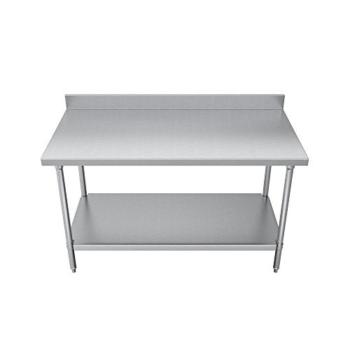 Economy Work Table, Stainless Steel Under Shelf, 2" Backsplash, 96 (L) X 30 (W) X 36 (H) Over All