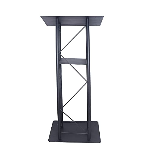 TBVECHI Black Wrought Iron Podium - Durable Metal Wood Lectern - 21.65 x 16.54inch