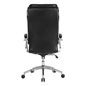 Realspace Modern Comfort Verismo Bonded Leather High-Back Executive Chair, Black/Chrome - BIFMA Compliant
