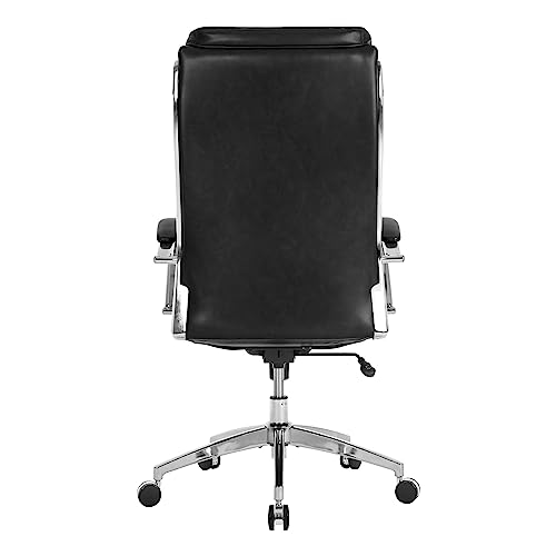 Realspace Modern Comfort Verismo Bonded Leather High-Back Executive Chair, Black/Chrome - BIFMA Compliant