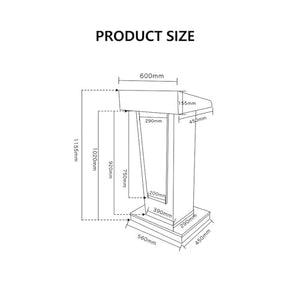 Yadlan Standing Podium on Wheels with Tilted Reading Ledge