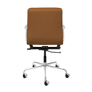 Laura Davidson Furniture SOHO II Padded Management Office Chair - Mid Back Desk Chair, Brown Faux Leather