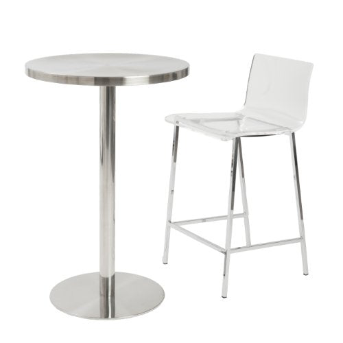 Euro Style Chloe Clear Acrylic Counter  Height Stool with Chromed Base, Set of 2