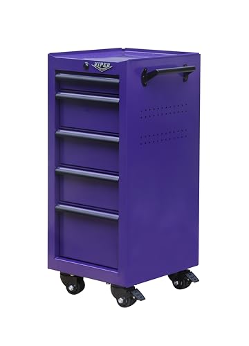 Viper Tool Storage 16-Inch 5-Drawer Rolling Steel Cart, Purple