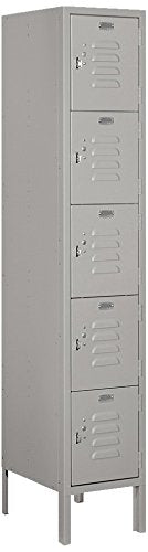 Salsbury Industries 65155GY-U Five Tier Box Style 12-Inch Wide 5-Feet High 15-Inch Deep Unassembled Standard Metal Locker, Gray