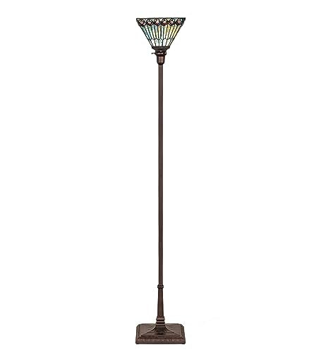 Meyda Lighting 70" High Tiffany Jeweled Peacock Torchiere