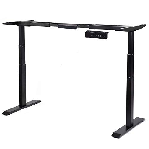Toolsempire Dual Motor Electric Height Adjustable Standing Desk Frame Sit to Stand Table Base Ergonomic Stand up Riser with Memory Controller (Black Frame)