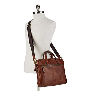 Fossil Men's Leather Single Zip Briefcase, Brown + Haskell Bag