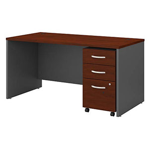 Bush Business Furniture Series C Office Desk with 3 Drawer Mobile File Cabinet, 60W x 30D, Hansen Cherry