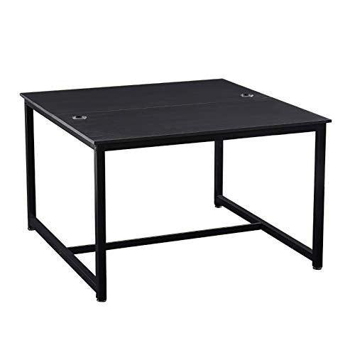 Home Office Large Computer Desk 47 x 47 inch Two Person Desk Double Workstation Desk 2 People Office Desk Writing Desk (Black)