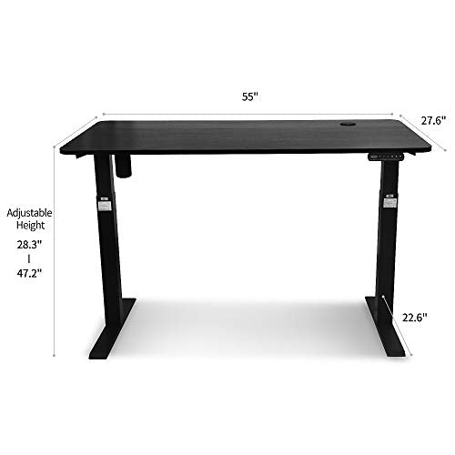MAIDeSITe Electric Height Adjustable Standing Desk,55''x28''Home Office Desk,Wood Modern Furniture for Living Room, Décor, Display (Black)
