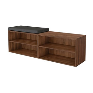 UPLIFTDESK MoPac Credenza (Walnut) - Black Handles, Black Base, Gray Cushion