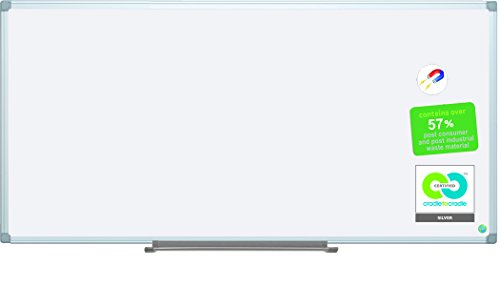 MasterVision Whiteboard Magnetic Porcelain Earth Dry Erase Board, 48" x 96" with Aluminum Frame