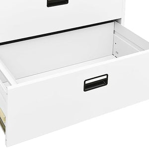 SLGSDMJ White Steel Filing Cabinet with 2 Drawers and Lock 35.4"x18.1"x28.5