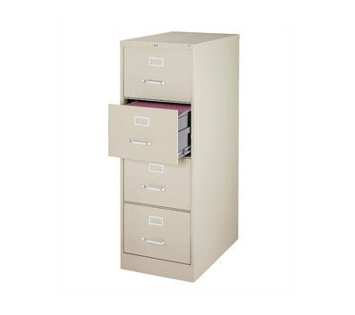 OfficeMax Four-Drawer Commercial Vertical File, 26-1/2" D, Legal Size, Black OM96893