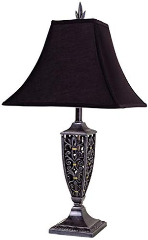 Benzara BM158933 Traditional Pagoda Shape Polyresin Table Lamp, Set of Four, Black