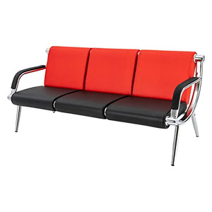 Hanmorfarbi Office Reception Sofa Set - 5-Seat Red PU Chair for Waiting Rooms, Lobbies, and Offices