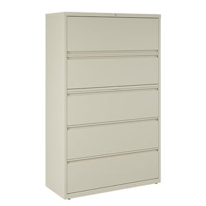 Hirsh Industries 42" 5-Drawer Metal Cabinet for Home/Office, Holds Letter/Legal/A4 Hanging Folders, Putty