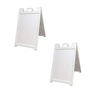Plasticade Deluxe Signicade Portable Folding Double Sided Sign Stand, White (2 Pack)