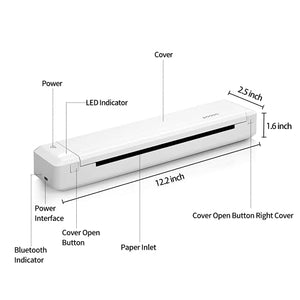 Portable Travel Printer - Wireless and Rechargeable Printer for Bussines Trip,Home Office,Construction Site,Study Inside Or Outside Campus，Compatible with iPhone,Android