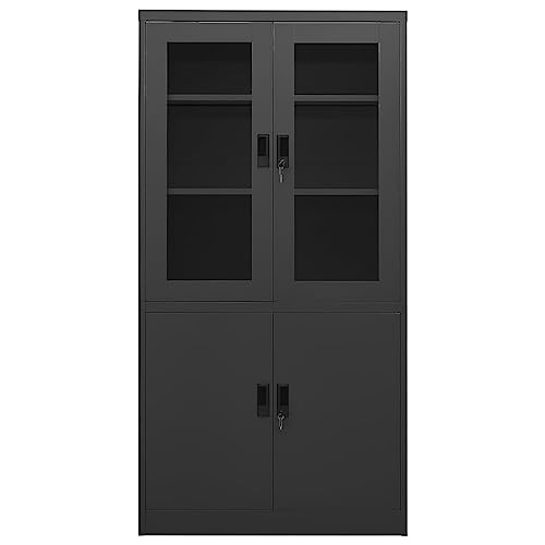 ULUYYUC Office Cabinet Anthracite Steel 35.4"x15.7"x70.9