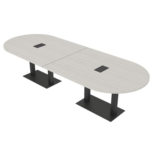 SKUTCHI DESIGNS INC. 10' Racetrack Conference Table | Matte Black Base | Harmony Series | 10 Person | Sea Salt