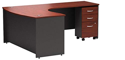 Bush Business Furniture Series C Right Handed L Shaped Desk with Mobile File Cabinet in Hansen Cherry