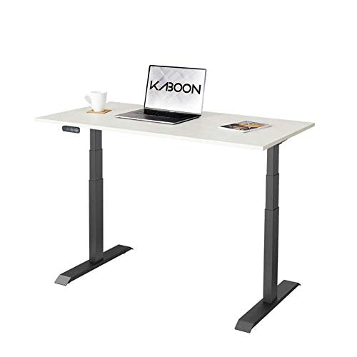 Kaboon Dual Motor Electric Adjustable Desk Frame, Heavy Duty 3-Section Base（Lifting 23.5" to 49"）, Memory Controller with USB Charger, DIY Sit Stand Home Office Table, Black