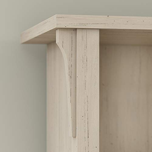 Bush Furniture Salinas L Shaped Desk with Hutch and 5 Shelf Bookcase, 60W, Antique White