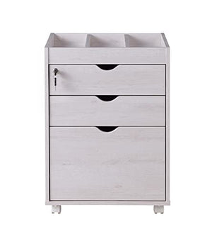 PayLessHere Mobile File Cabinet with 3 Drawers and Top Sorter - White