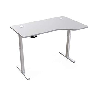 Master Massage L-shaped Electric Height Adjustable Right Handed Standing Desk for Home Office Workstation, white top+ white frame, right handed 55''x33''