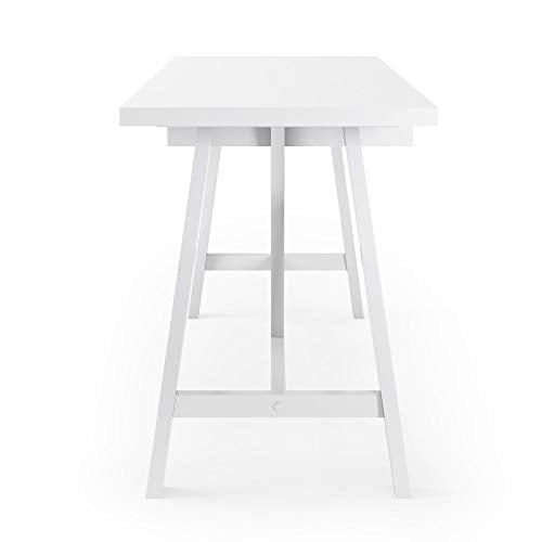 SIMPLIHOME Dylan SOLID WOOD Modern Industrial 60 inch Wide Home Office Desk, Writing Table, Workstation, Study Table Furniture in White